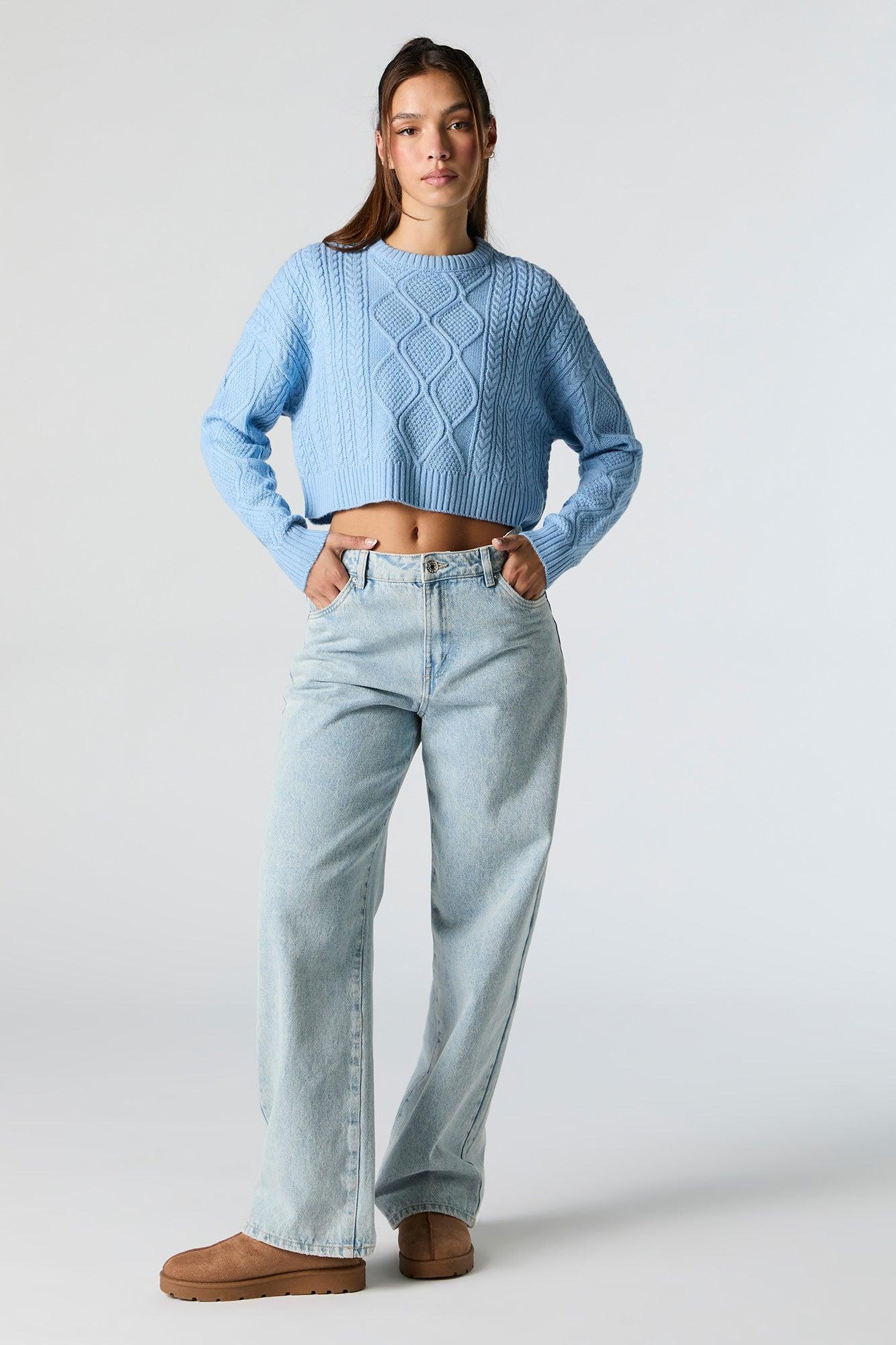 Cable Knit Cropped Sweater Female Product Image