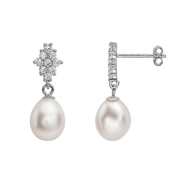 Sterling Silver Freshwater Cultured Pearl Drop Earrings, Womens, White Product Image