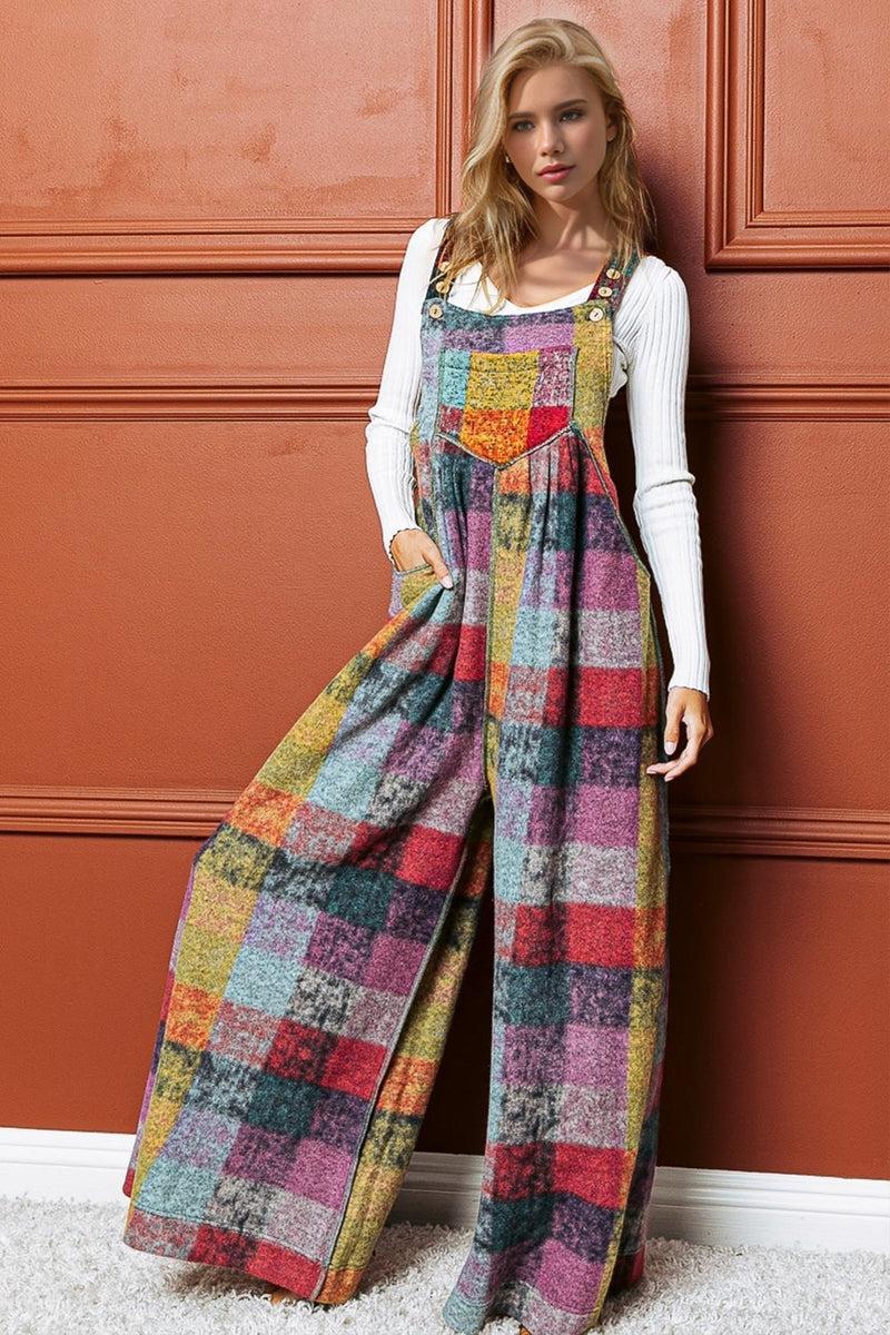 Karrie Plaid Sleeveless Wide Leg Jumpsuit - ONLINE EXCLUSIVE! Product Image