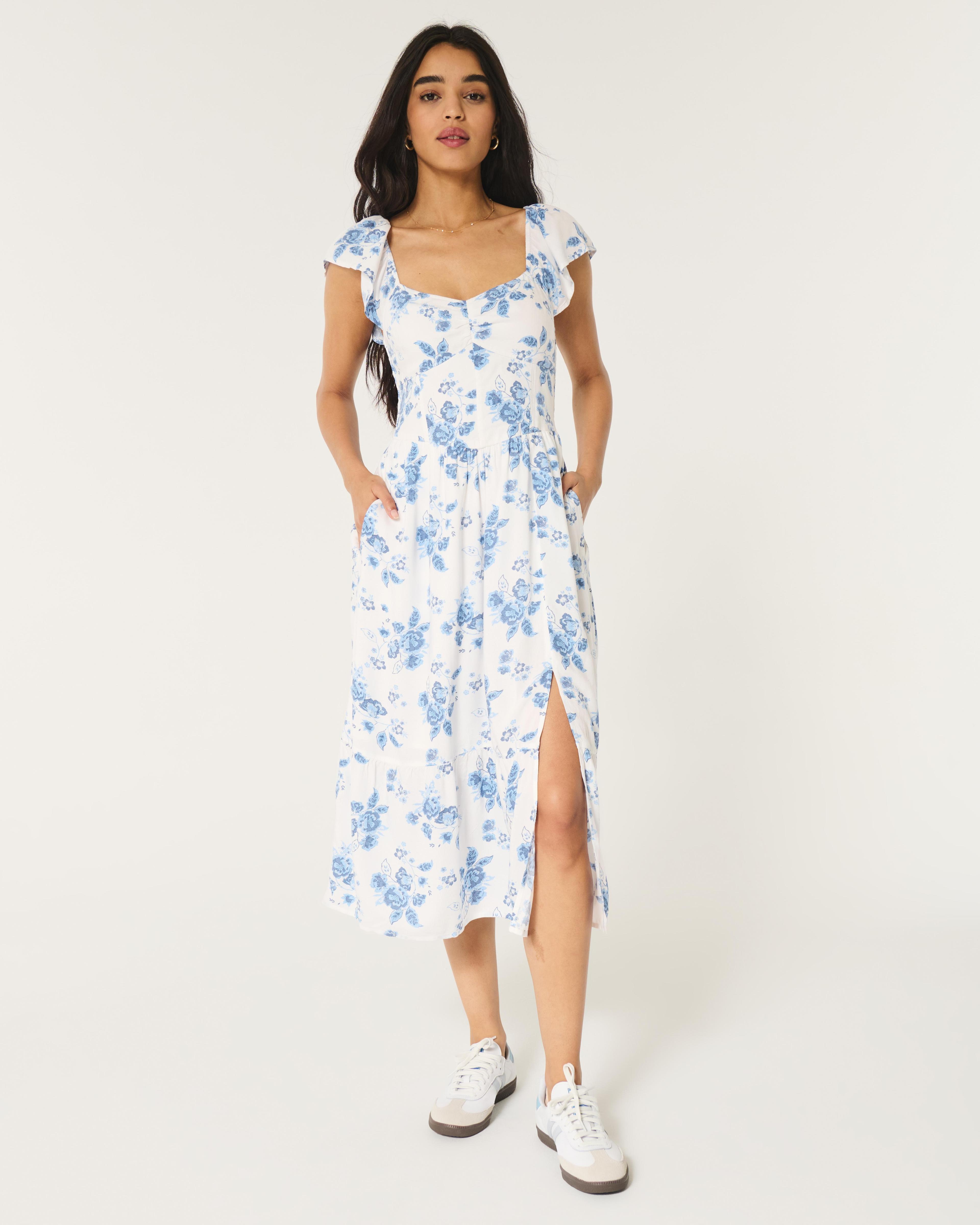 Cinch Bust V-Waist Midi Dress Product Image