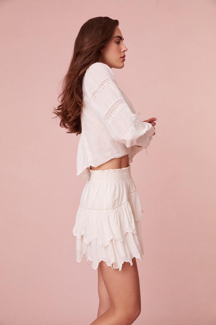 Donahue Embroidered Tier Mini Skirt Product Image