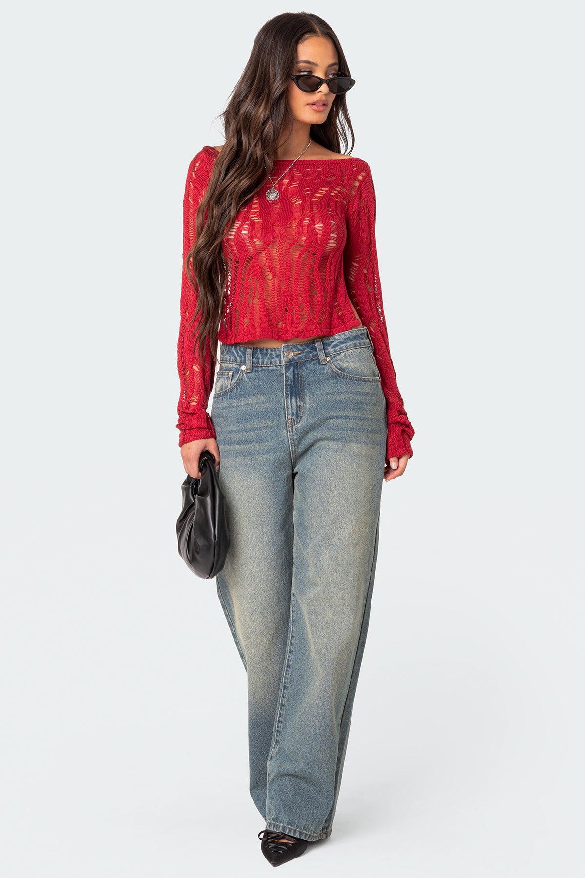 Rosa Open Back Sheer Knit Top Product Image