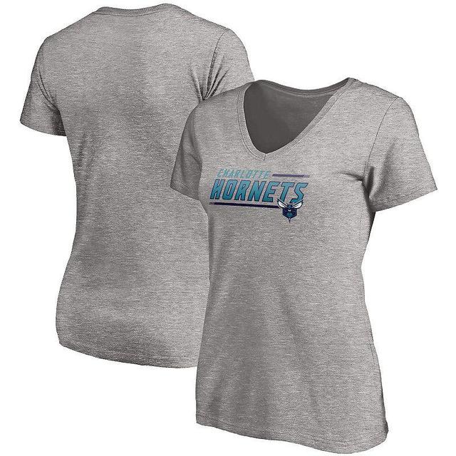 Womens Plus Size Heather Gray Charlotte Hornets Mascot In Bounds V-Neck T-shirt Product Image