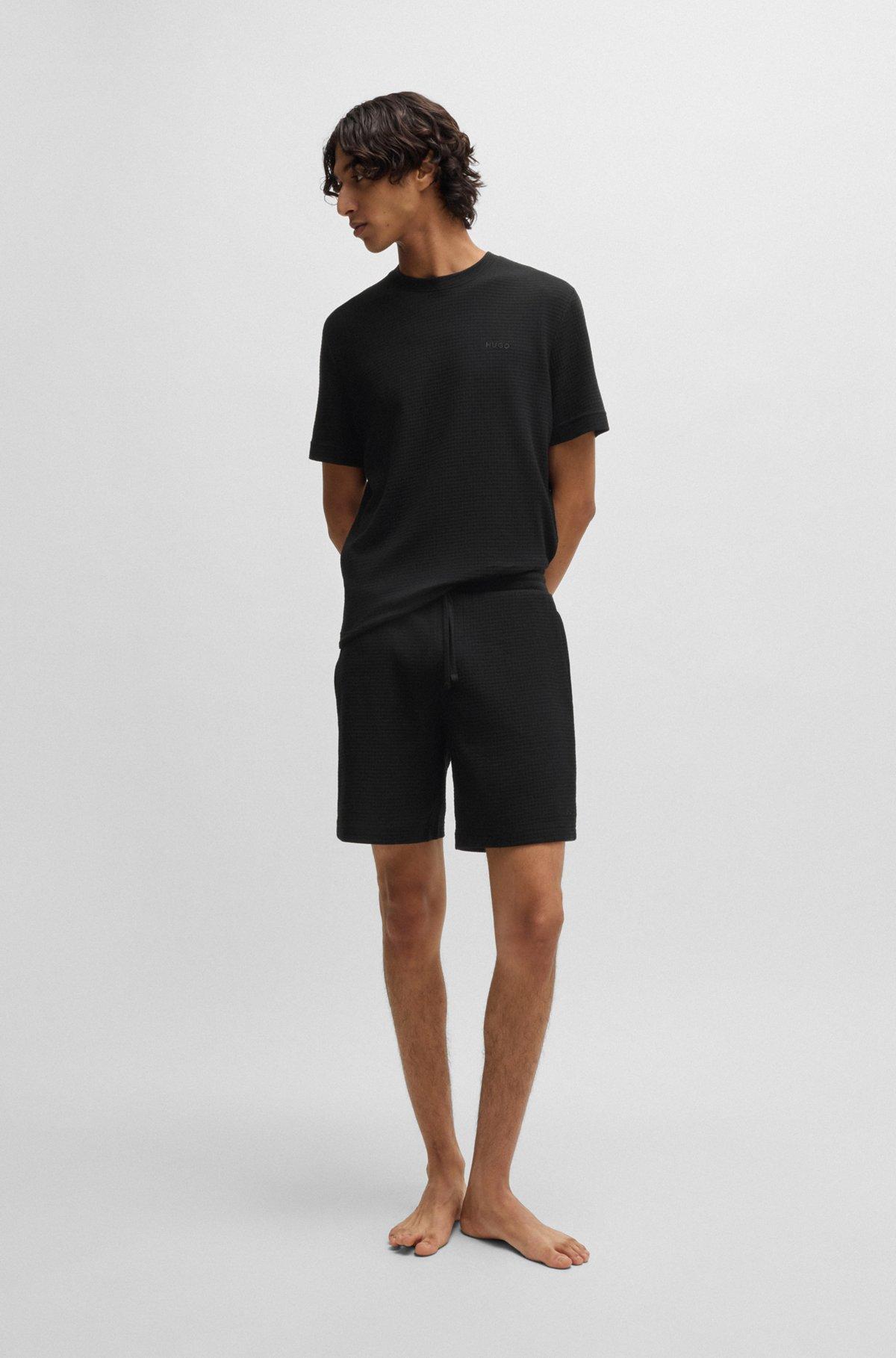 HUGO - Pajama shorts with embroidered logo - Black Product Image