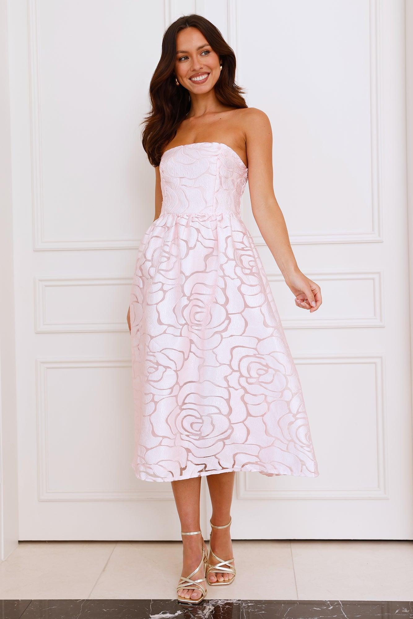 Nora Strapless Midi Dress Pink Product Image