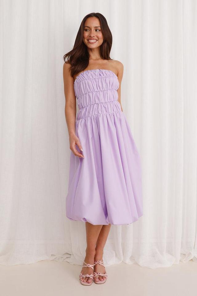 Stella Strapless Bubble Midi Dress Lilac Product Image