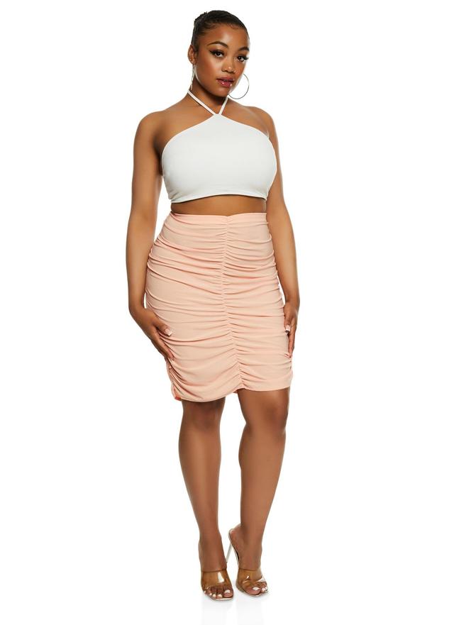 Womens Plus Size High Waist Ruched Pencil Skirt Product Image