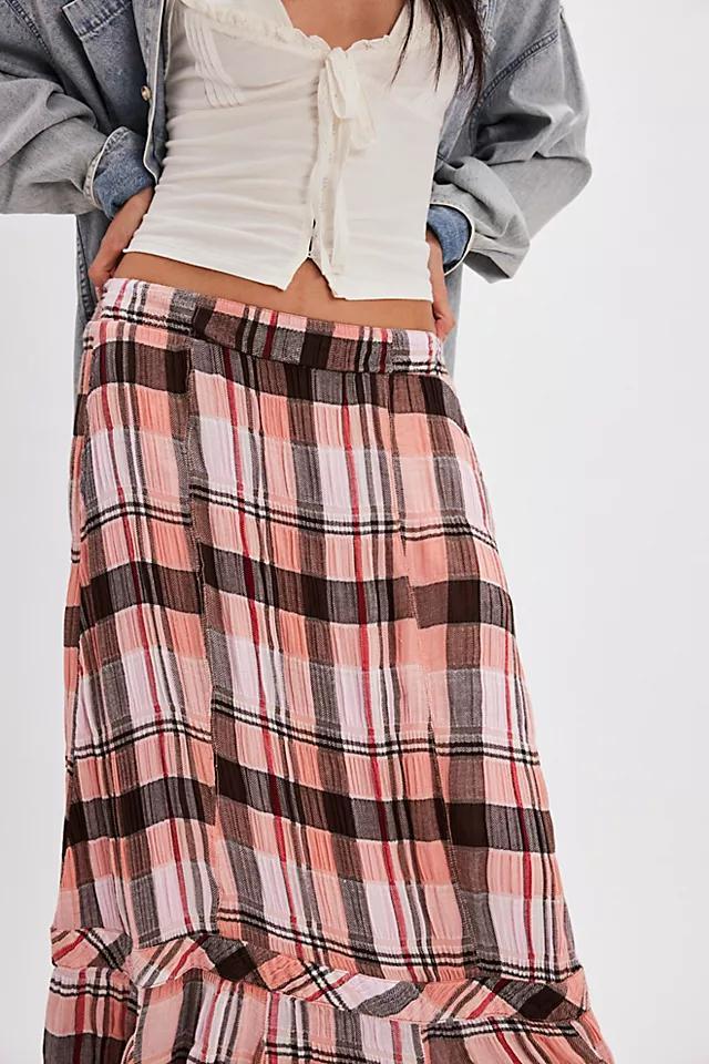 Bordeaux Plaid Maxi Skirt Product Image