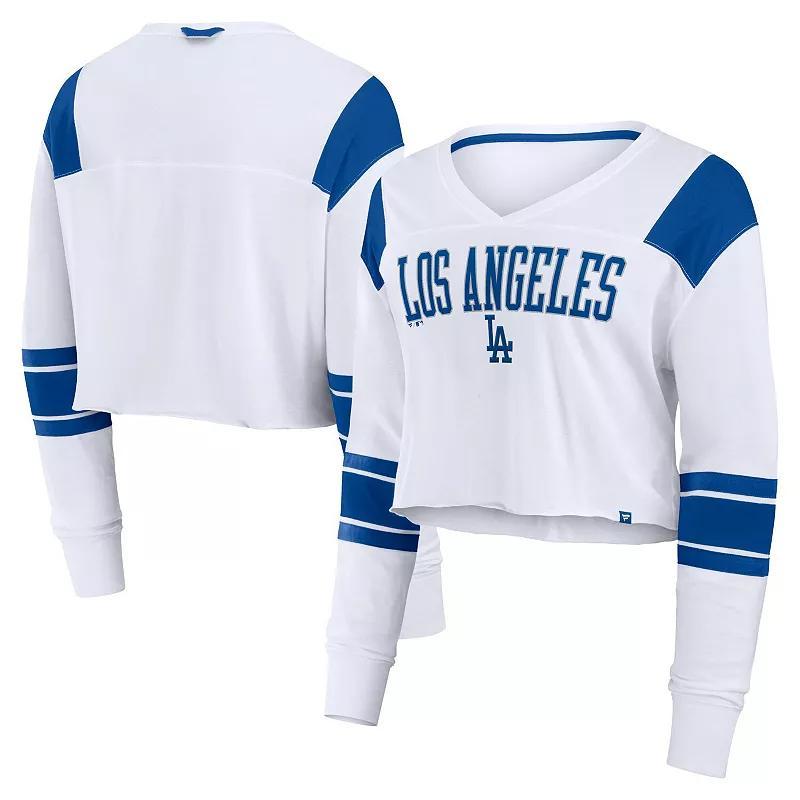 Womens Fanatics Los Angeles Dodgers Stretch Cropped Fashion Long Sleeve T-Shirt Product Image