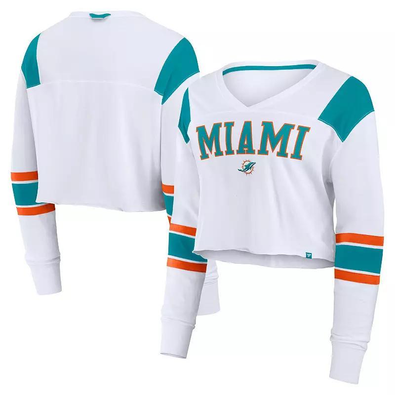 Womens Fanatics Miami Dolphins Stretch Cropped Fashion Long Sleeve T-Shirt Product Image