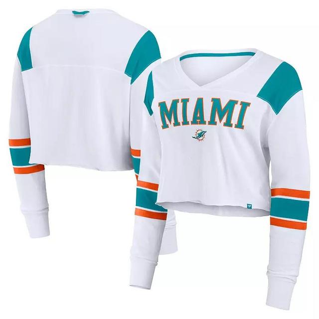 Womens Fanatics Miami Dolphins Stretch Cropped Fashion Long Sleeve T-Shirt Product Image