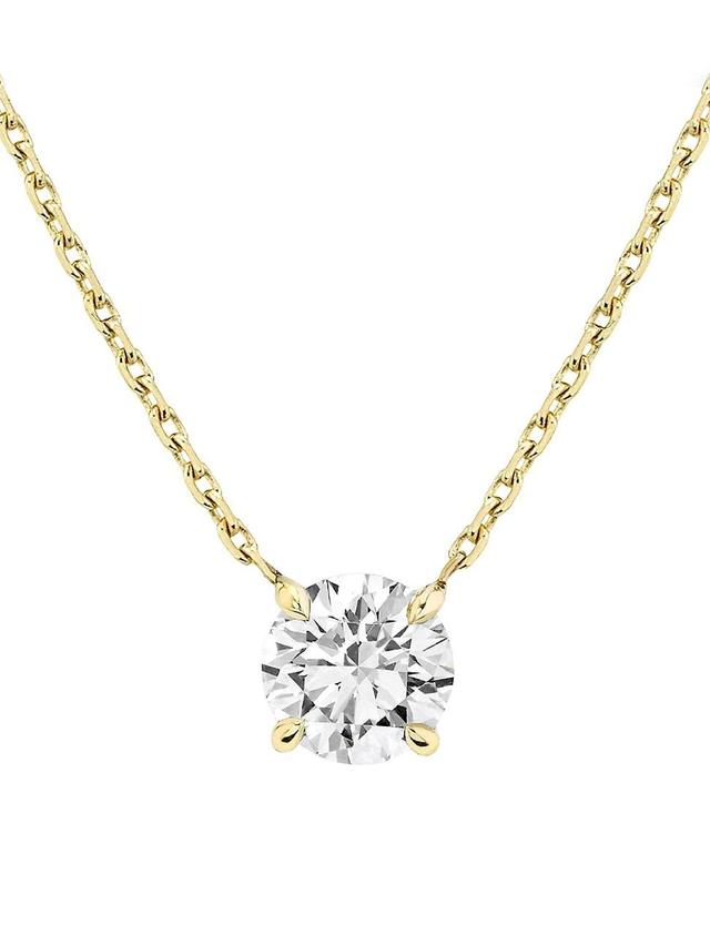 Womens 14K Yellow Gold & Round Lab-Grown Diamond Pendant Necklace - Yellow Gold Product Image