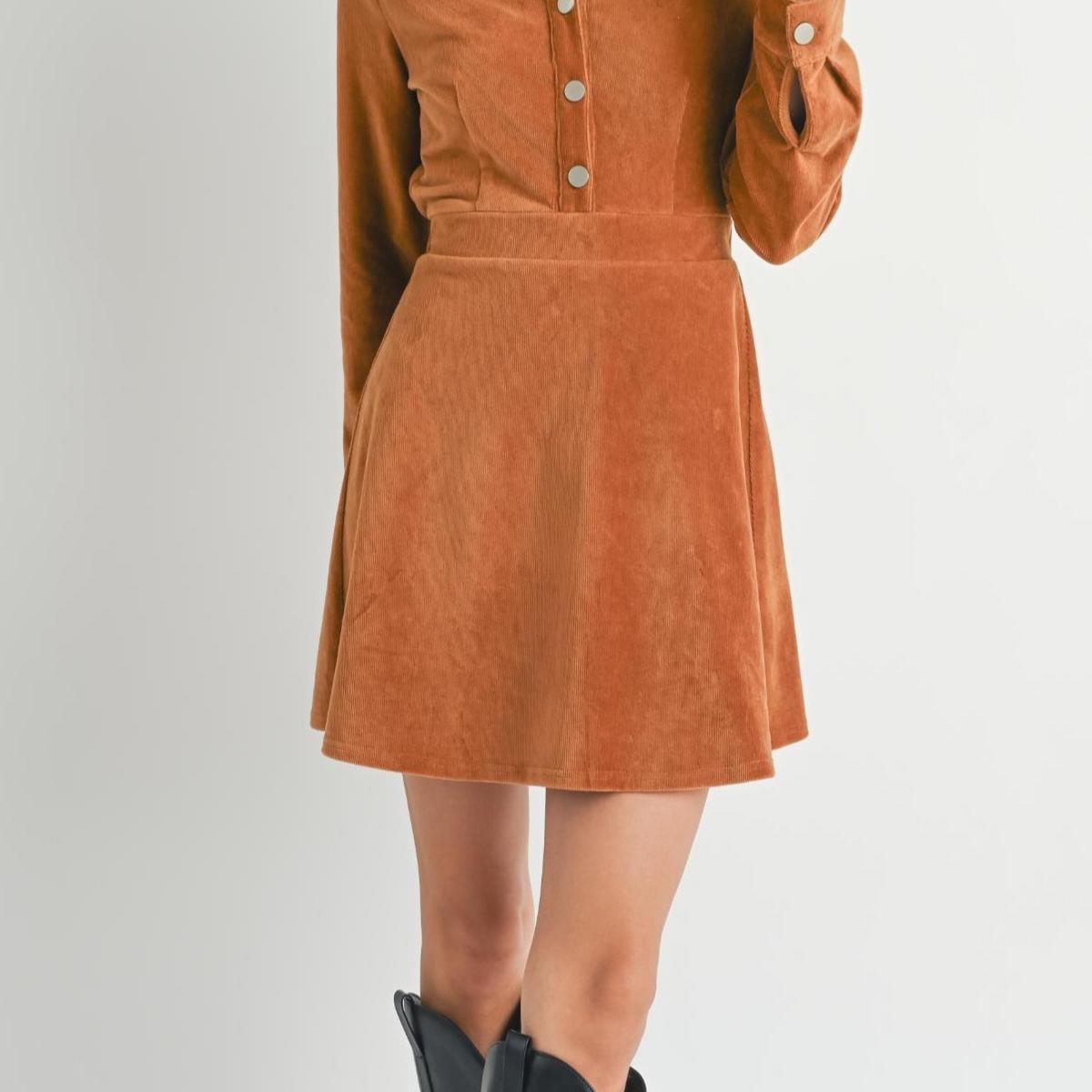 CORD SHIRT MINI DRESS Product Image