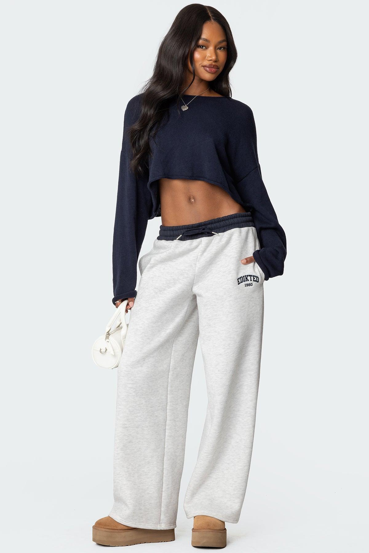 Edikted Contrast Embroidered Sweatpants Product Image