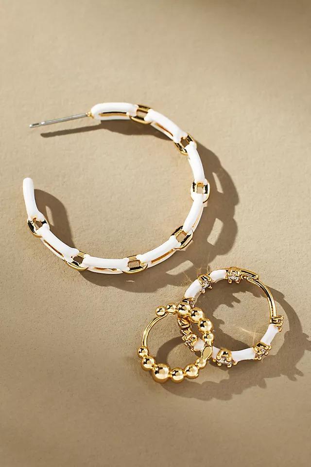 Enamel Chain Hoop Earrings, Set of 3 Product Image