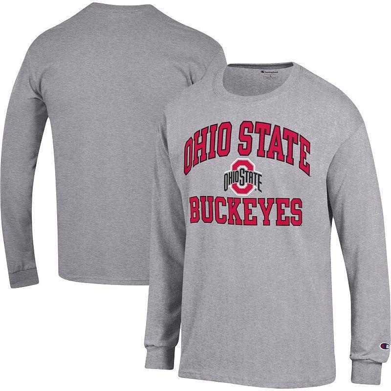 Mens Champion Heather Gray Ohio State Buckeyes High Motor Long Sleeve T-Shirt Grey Product Image