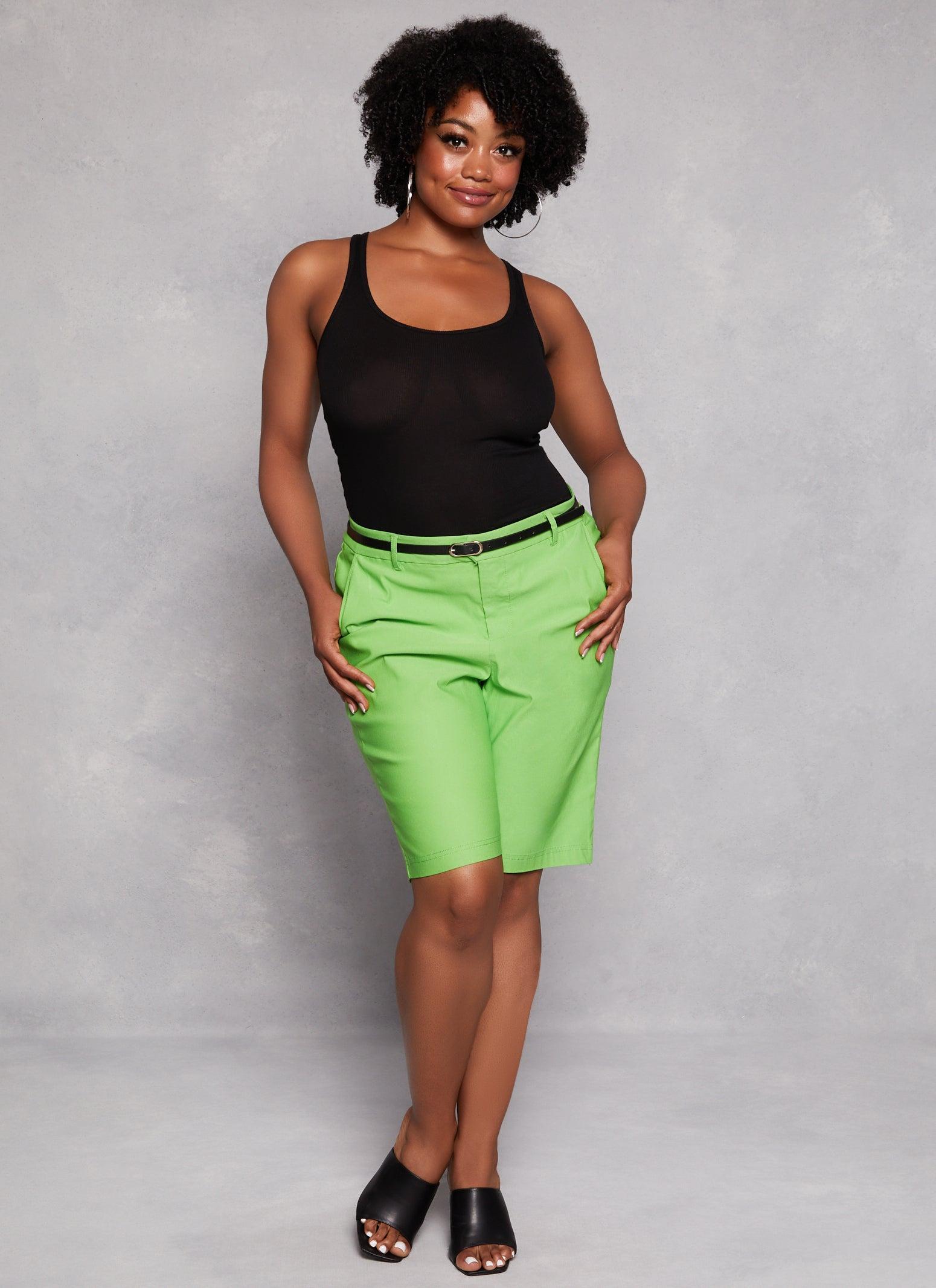 Womens Plus Size Belted Bermuda Shorts Product Image