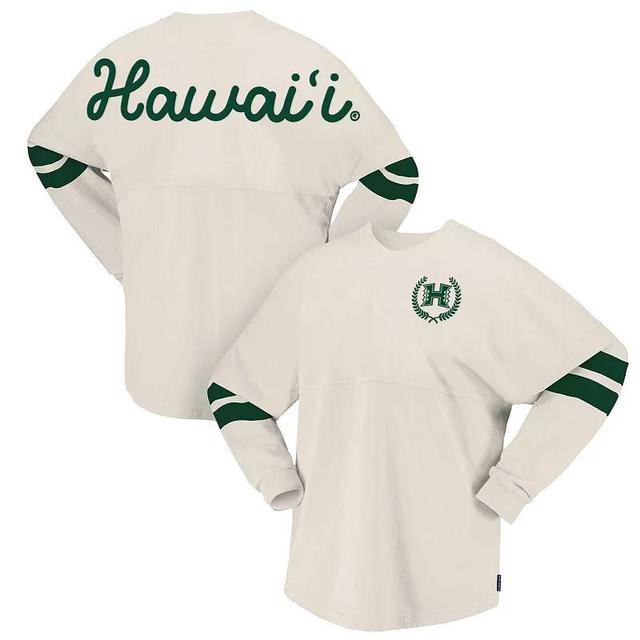 Womens Spirit Jersey Cream Hawaii Rainbow Warriors Oversized T-Shirt Product Image