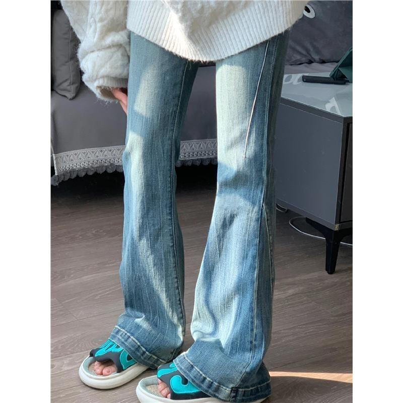 High Rise Washed Flared Jeans Product Image