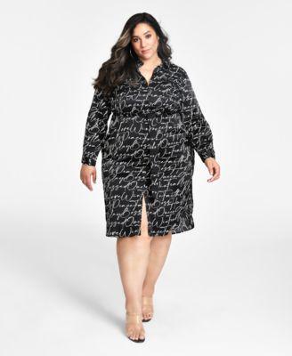 Trendy Plus Size Printed Satin Shirtdress Product Image