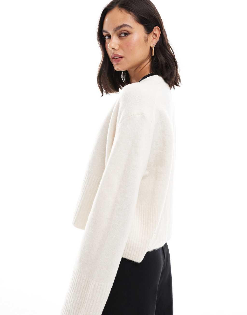 ASOS DESIGN edge to edge cardigan in cream Product Image