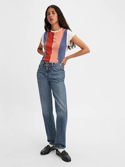 Middy Straight Pintuck Women's Jeans Product Image