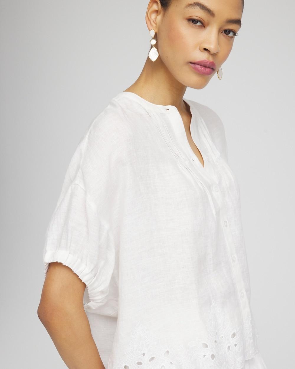 Pintuck Dolman Sleeve Linen Shirt Product Image