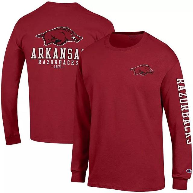 Mens Champion Cardinal Arkansas Razorbacks Team Stack Long Sleeve T-Shirt Product Image