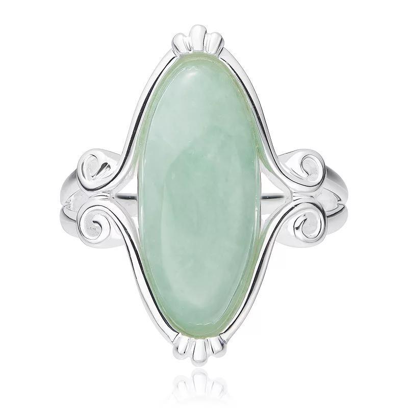 Dynasty Jade Sterling Silver Jade Marquise Swirl Ring, Womens Product Image