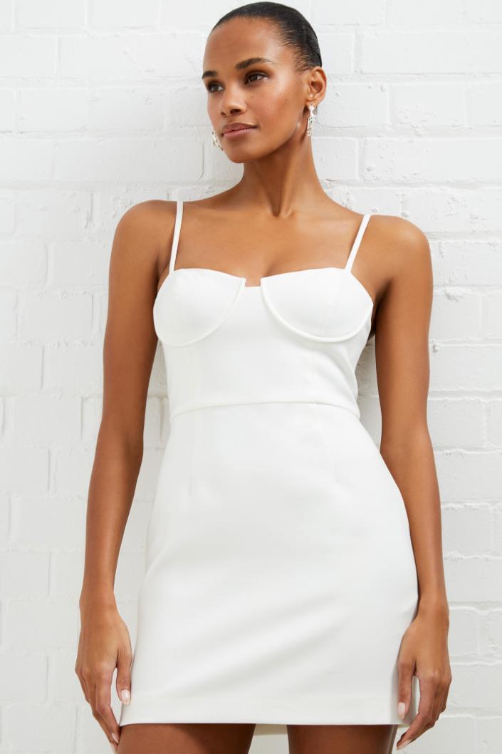 Whisper Corste Neckline Dress- Summer White Product Image