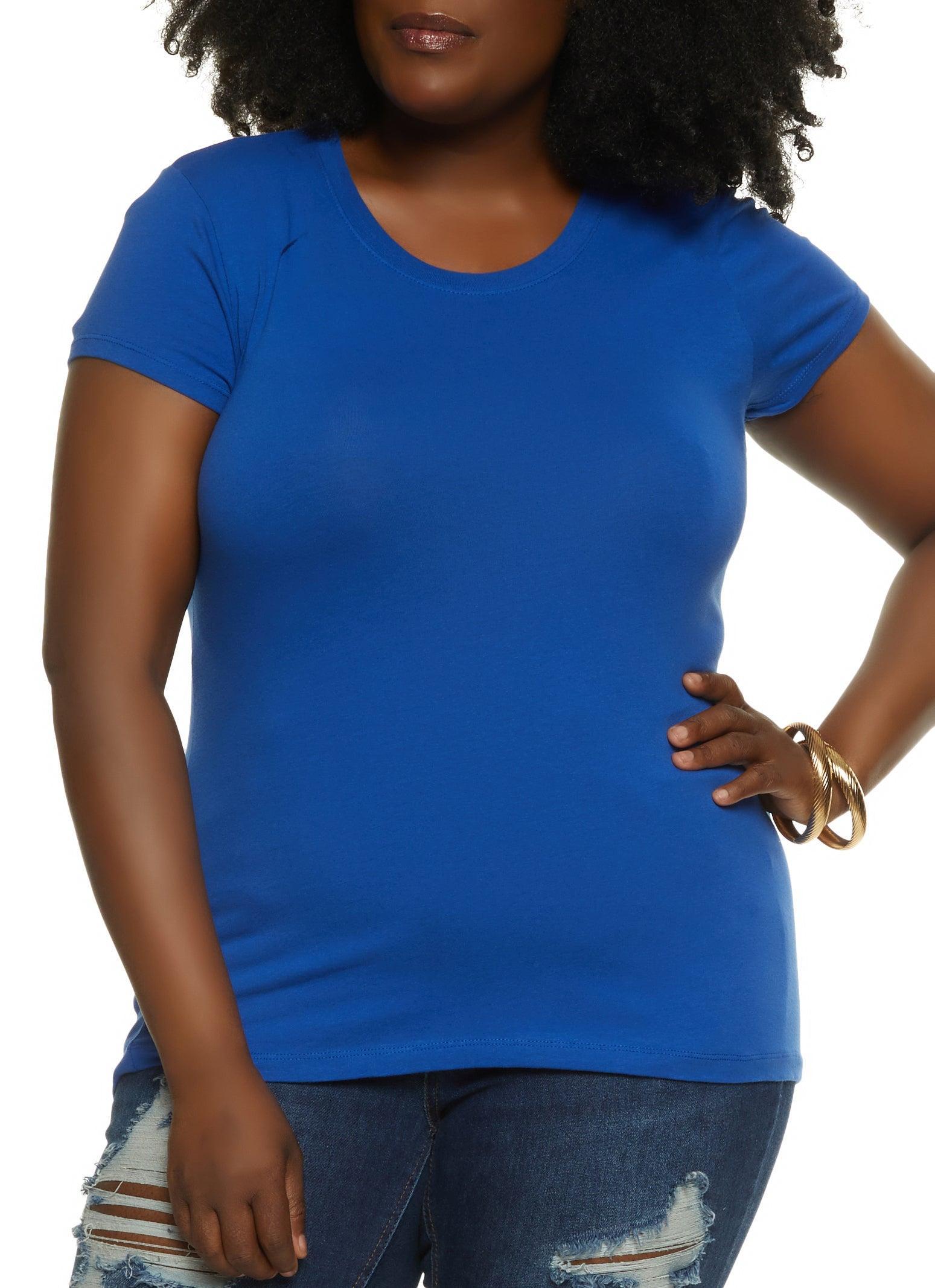 Womens Plus Size Basic Short Sleeve Crew Neck Tee Product Image