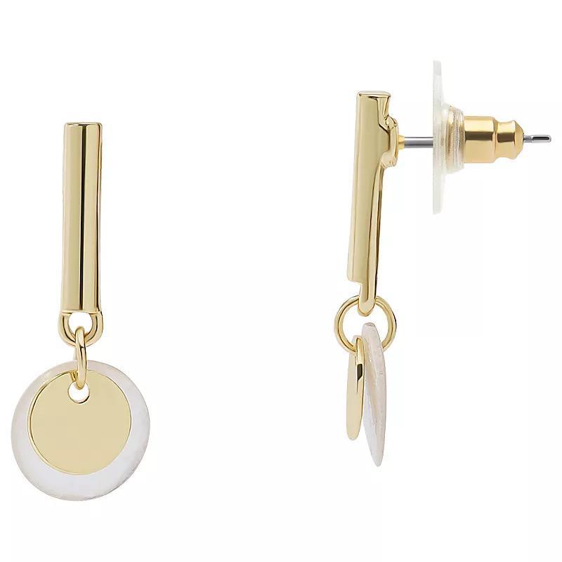 LC Lauren Conrad Gold Tone Bar Post Shell Mini Drop Earrings, Womens, White Product Image