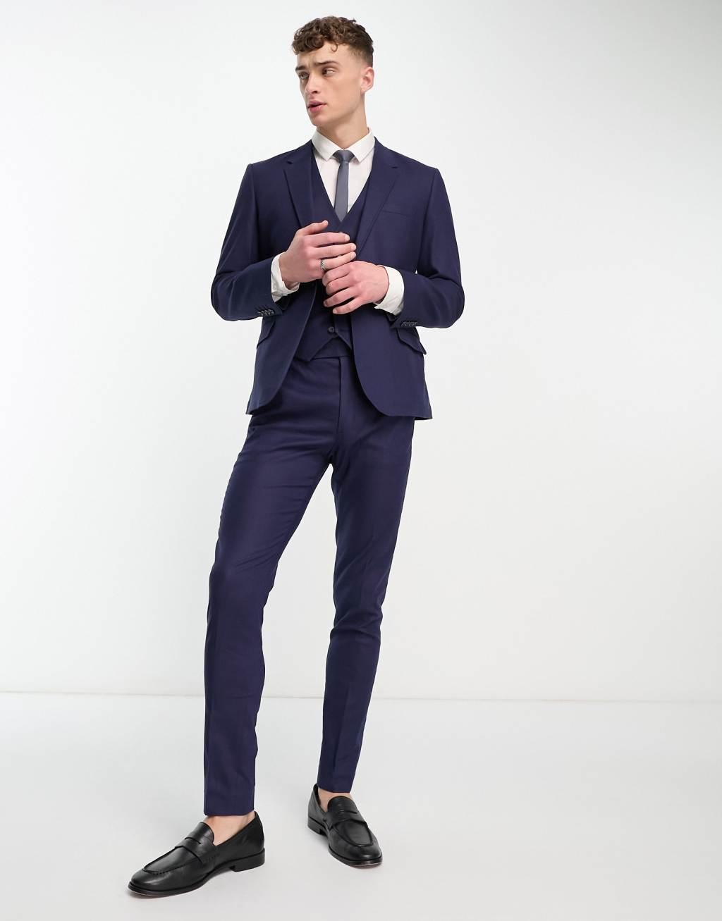 ASOS DESIGN skinny linen mix suit pants Product Image