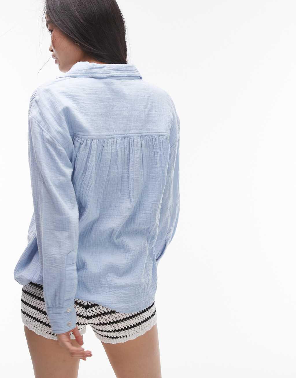 Topshop cotton casual shirt in chambray Product Image