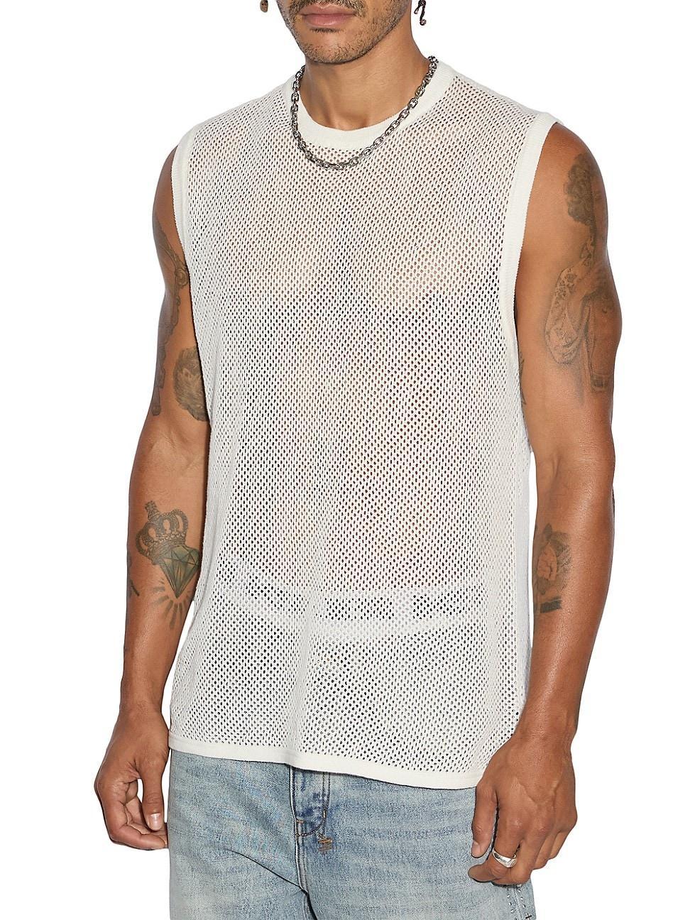 Mens Networth Crewneck Mesh Tank Product Image