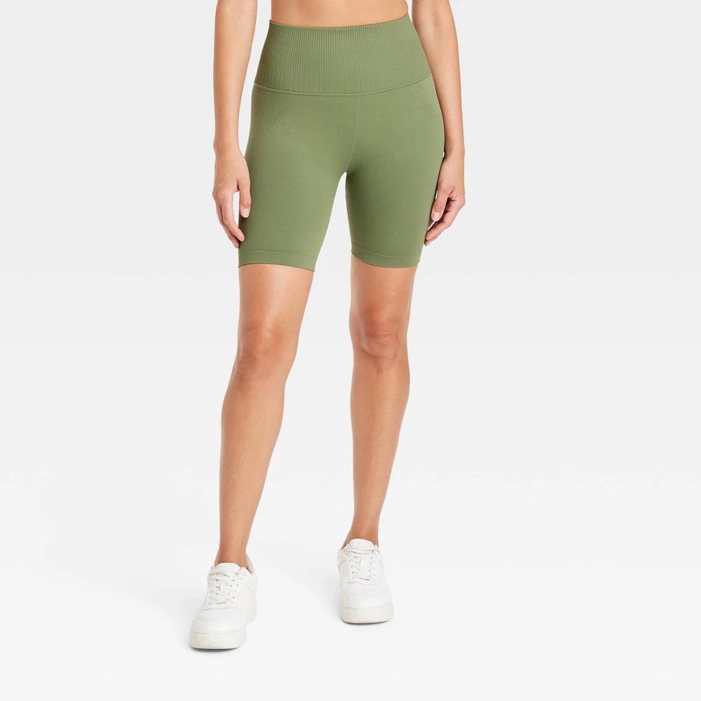 Womens Seamless High-Rise 6 Bike Shorts - JoyLab Olive XXL Product Image