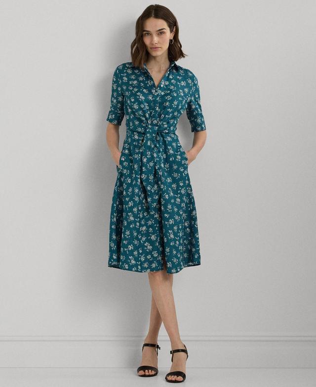 Women's Linen Floral Shirtdress, Regular & Petite Product Image