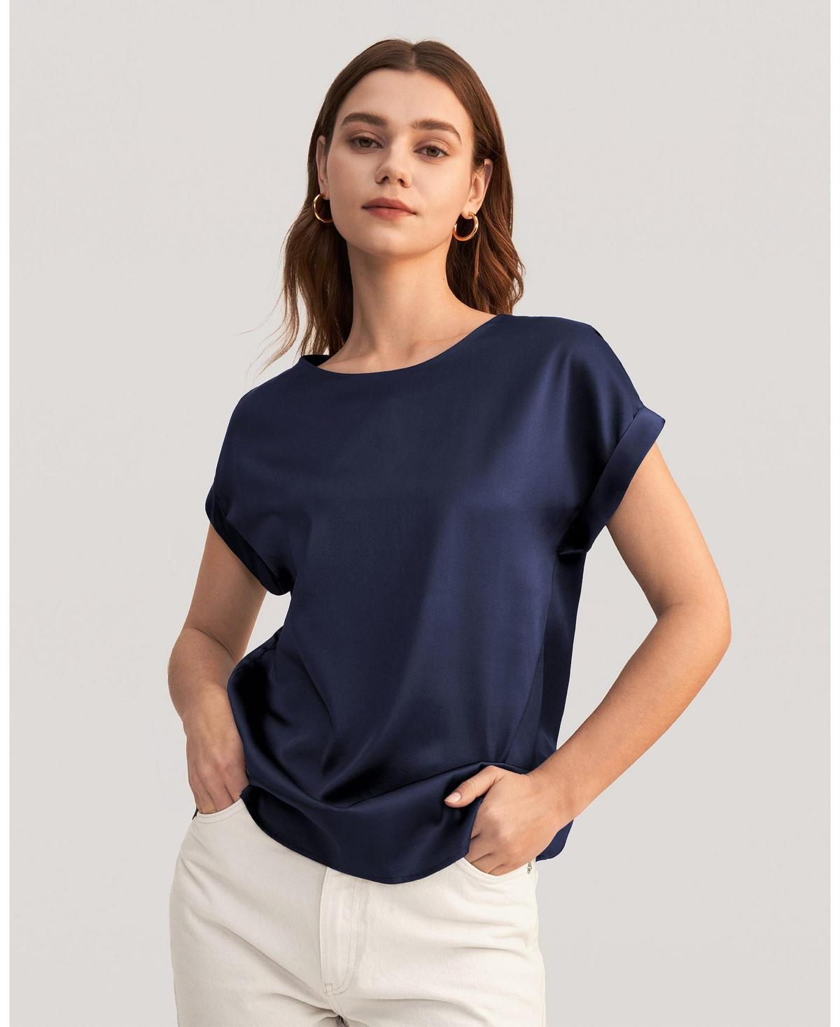 Lilysilk Womens Short Sleeves Round Neck Silk Tee Product Image