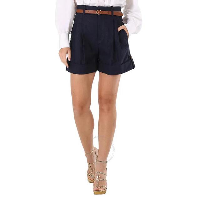 Chloe Ladies Abyss Blue High-waisted Shorts Product Image