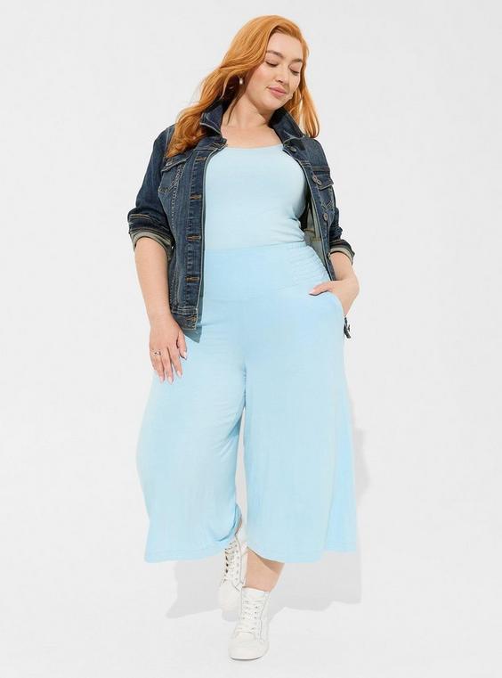 Crop Pull-On Wide Leg Smocked Waist Pant Product Image