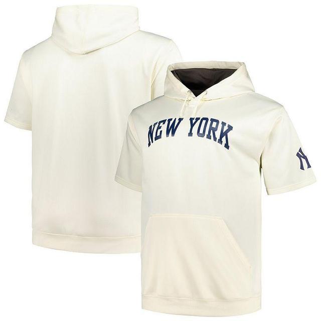 Mens Profile Oatmeal New York Yankees Big & Tall Contrast Short Sleeve Pullover Hoodie Product Image