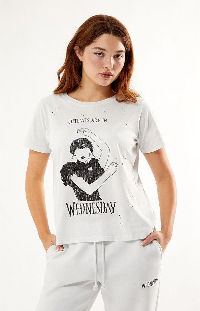 Wednesday Womens Lets Dance Distressed T-Shirt Product Image