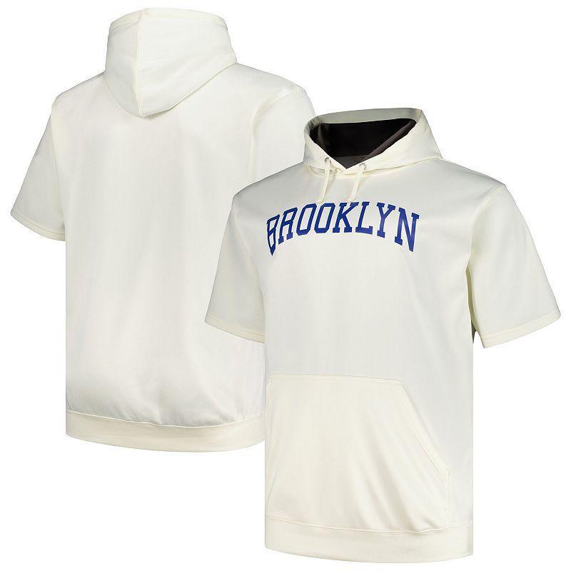 Mens Profile Oatmeal Brooklyn Dodgers Big & Tall Cooperstown Collection Contrast Short Sleeve Pullover Hoodie Product Image