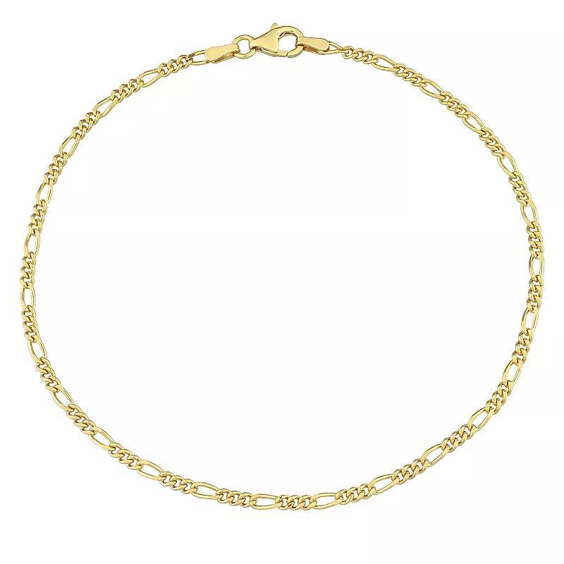 Stella Grace 18k Gold Over Silver 2.2 mm Figaro Chain Anklet, Womens Gold Tone Product Image