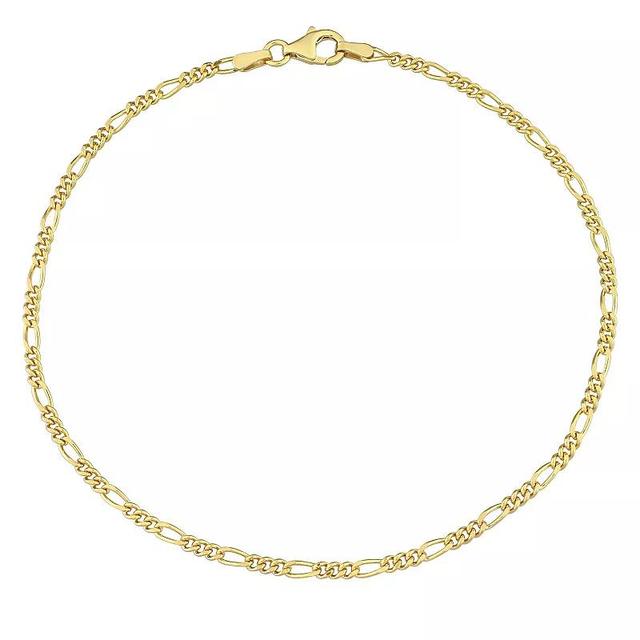 Stella Grace 18k Gold Over Silver 2.2 mm Figaro Chain Anklet, Womens Gold Tone Product Image