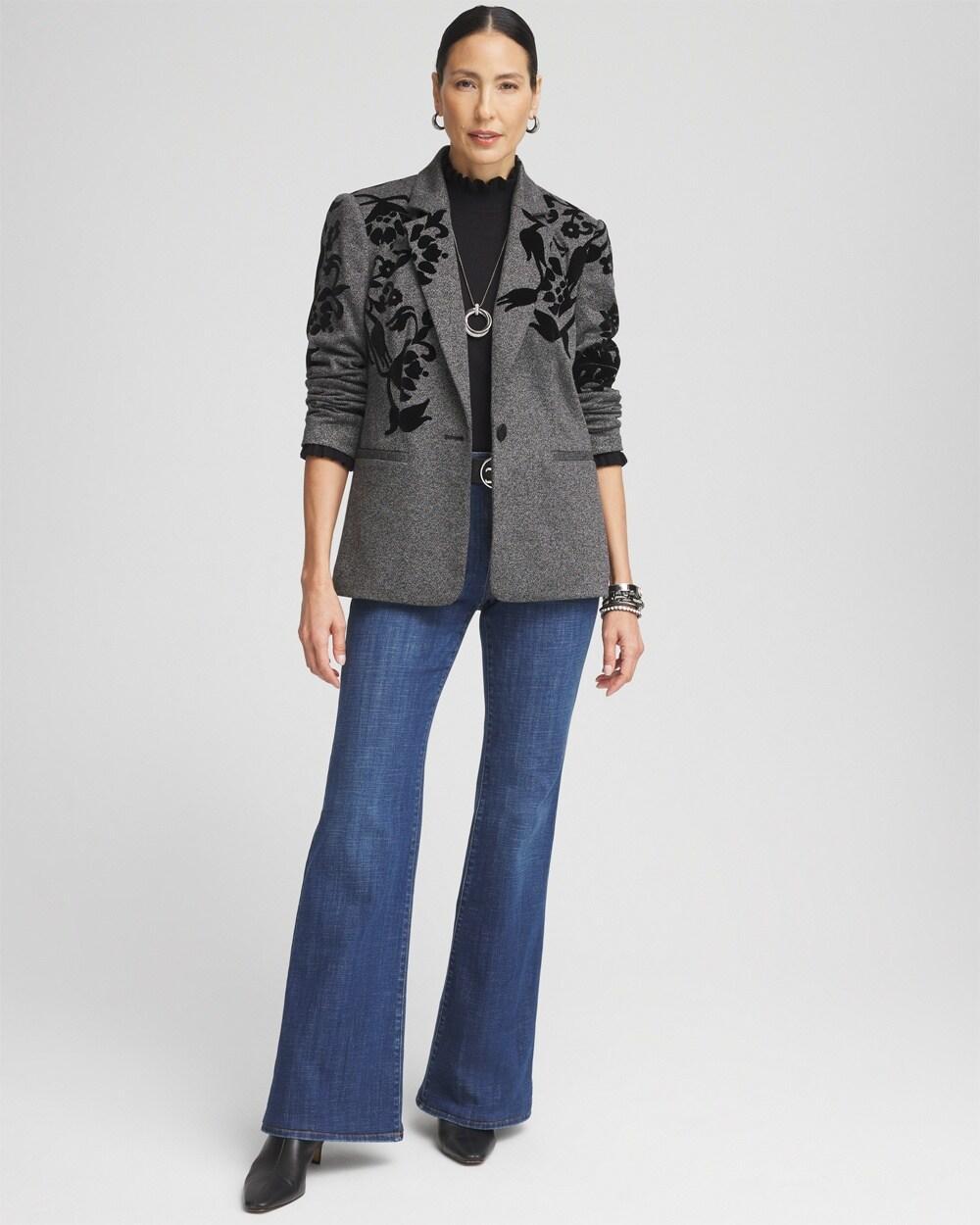 Flocked Floral Knit Blazer Product Image