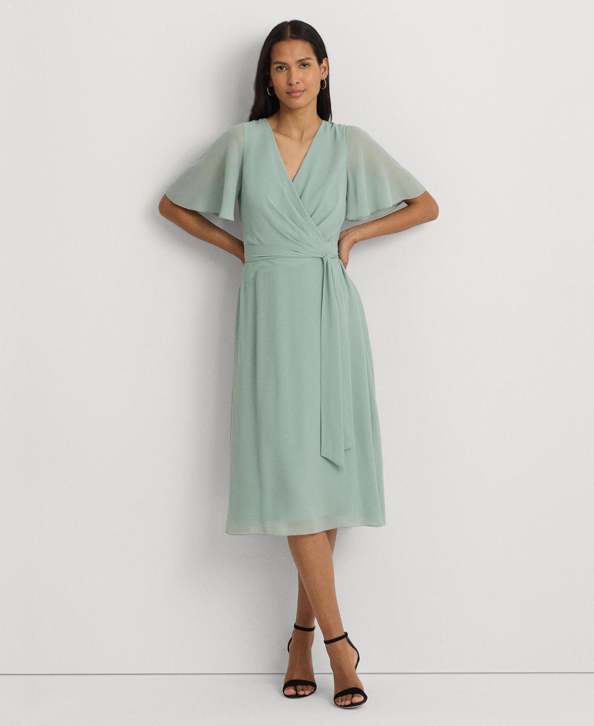 Lauren Ralph Lauren Womens Belted Georgette Dress Product Image