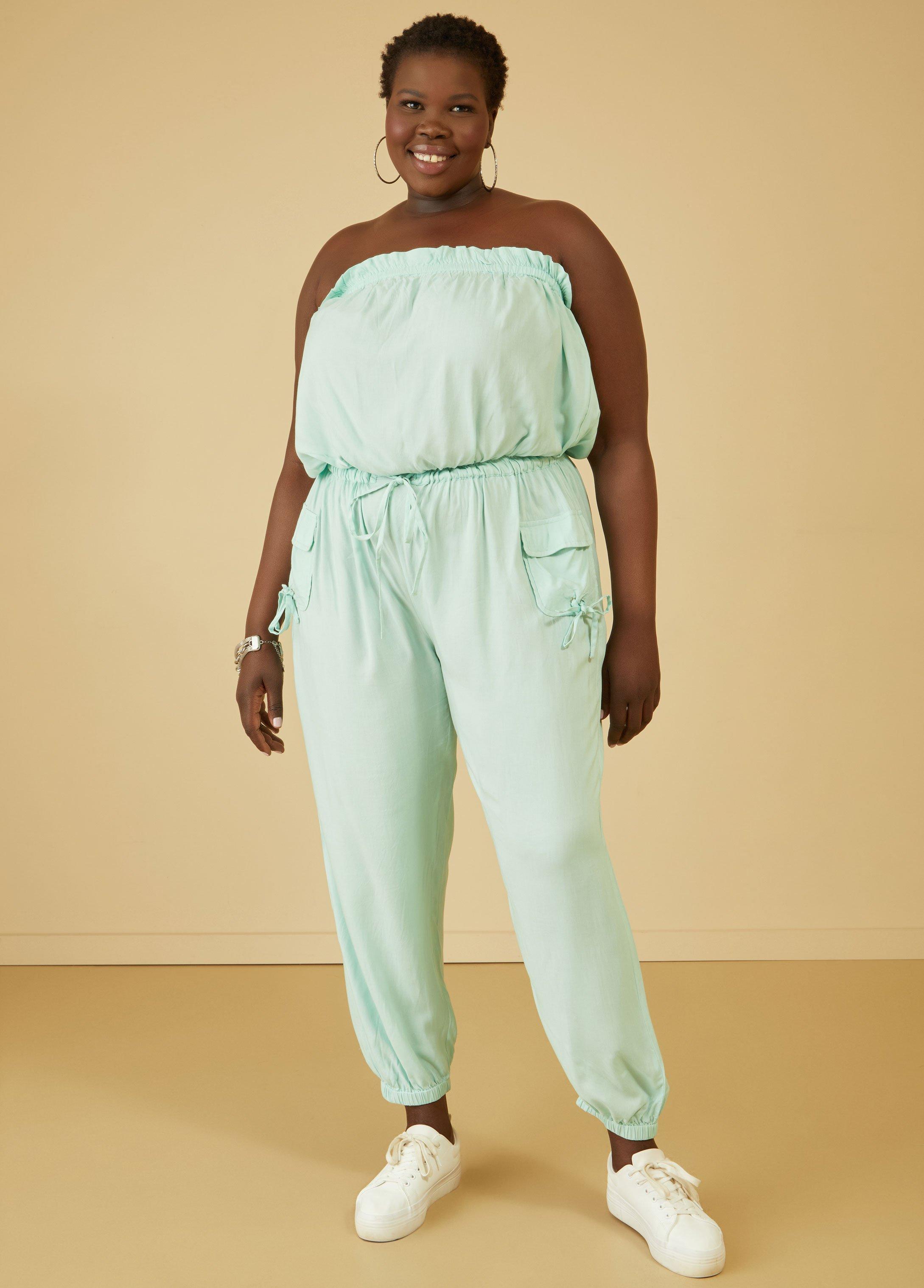 Plus Size Strapless Joggers Jumpsuit Ashley Stewart Product Image