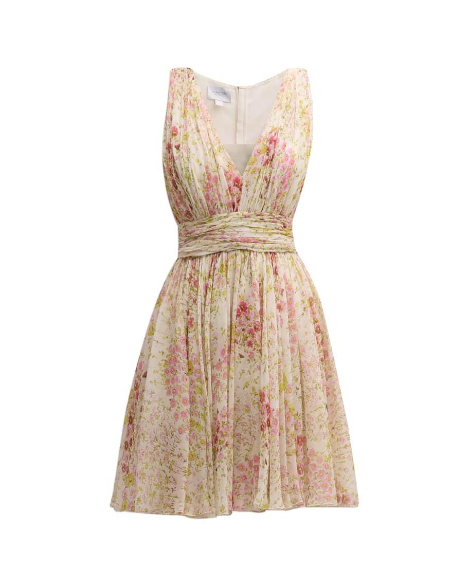 Floral-Print Sleeveless Silk Georgette Mini Dress product image