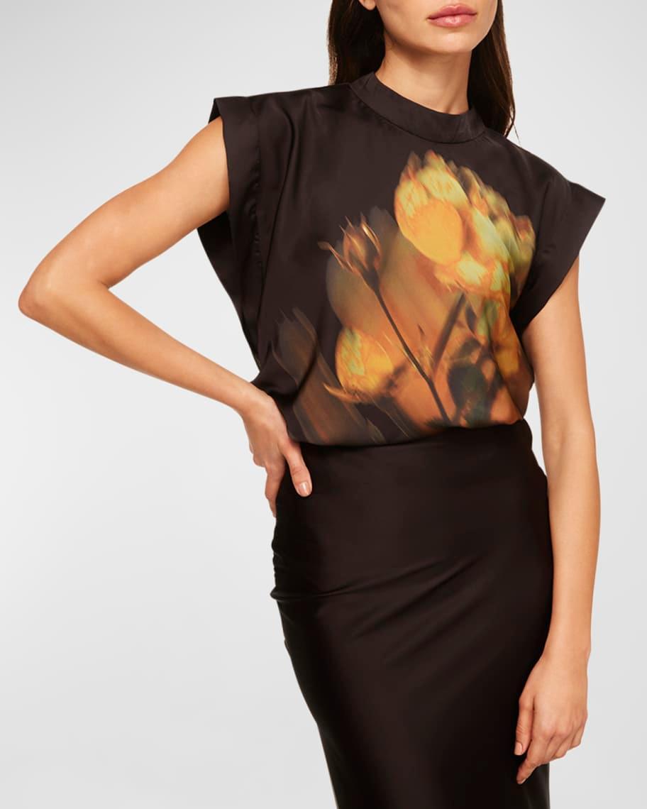 Lucy Dolman-Sleeve Floral Satin Top Product Image